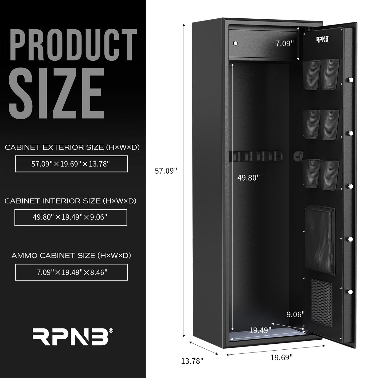 RPNB - RP10FR - Large Biometric Rifle Safe,Electronic Gun Security Cabinet for 10 Rifles