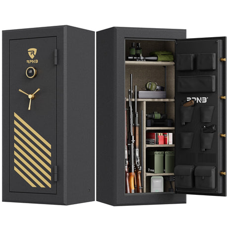 RPNB - RPFS24-B - 24 Gun Large Fireproof Biometric Fingerprint Gun Safe for Pistols and Rifles, Black