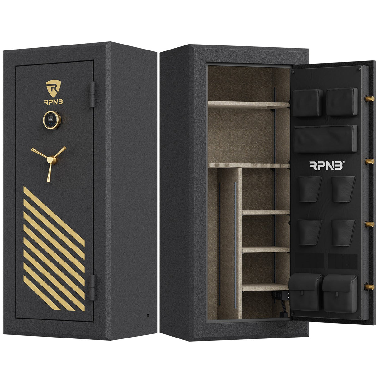 RPNB - RPFS24-B - 24 Gun Large Fireproof Biometric Fingerprint Gun Safe for Pistols and Rifles, Black