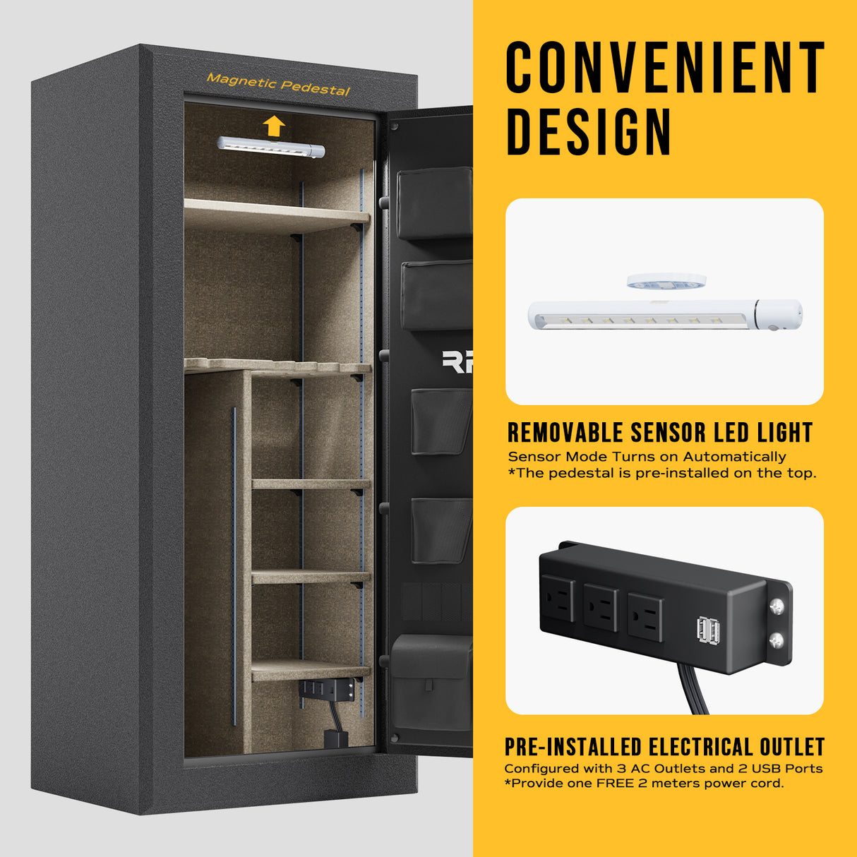 RPNB - RPFS24-B - 24 Gun Large Fireproof Biometric Fingerprint Gun Safe for Pistols and Rifles, Black