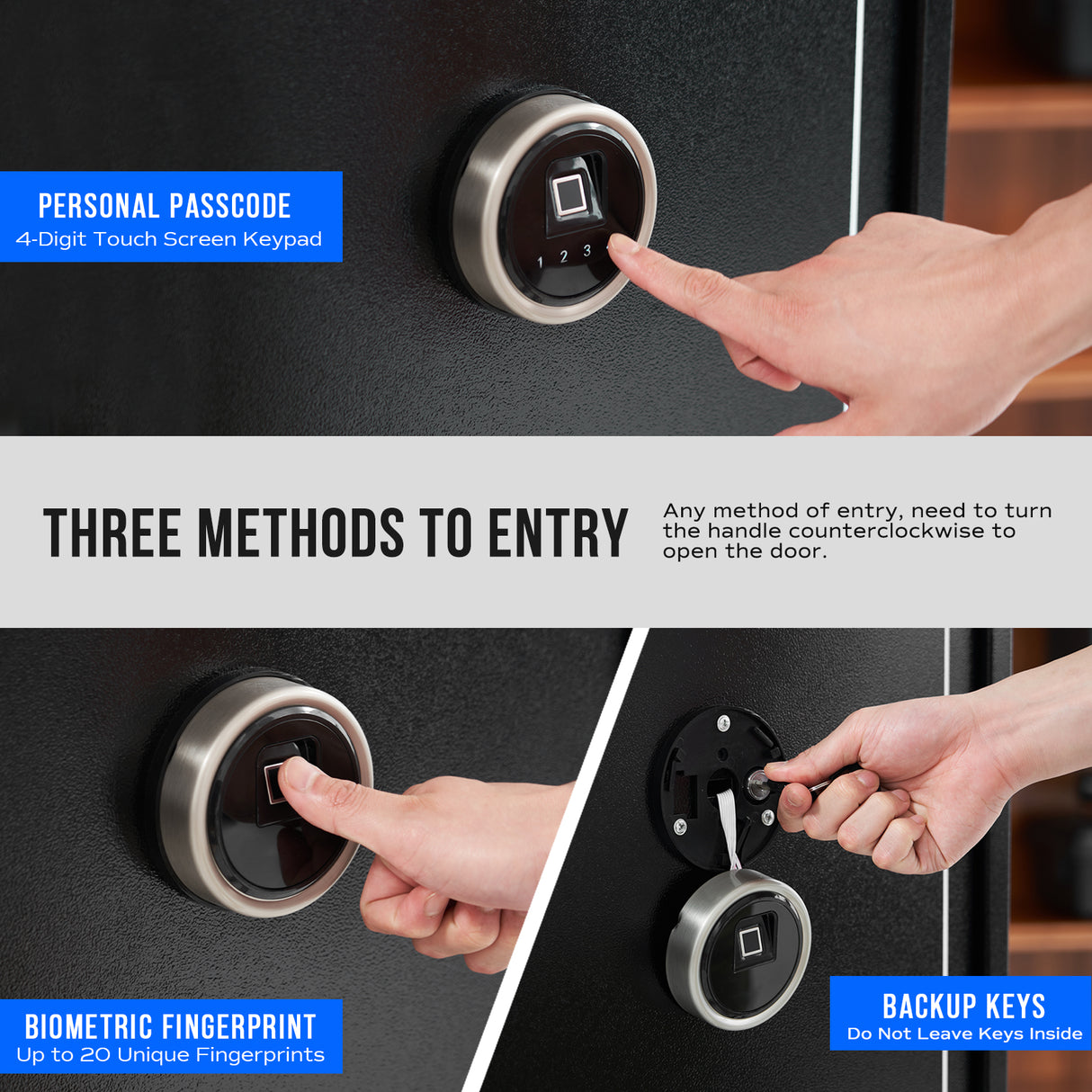 RPNB - RP3FR - Large Biometric 3 Gun Cabinet with Electronic Digital Lock & Removable Shelf