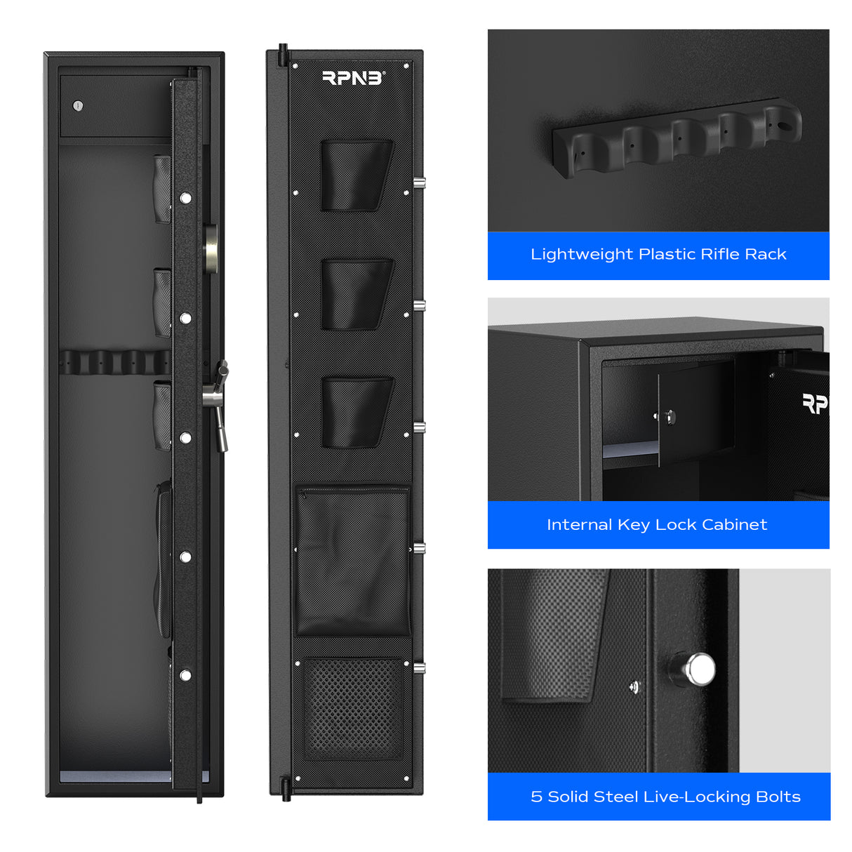 RPNB - RP5FR - Large Biometric Rifle Safe,Electronic Gun Security Cabinet for 5 Rifles