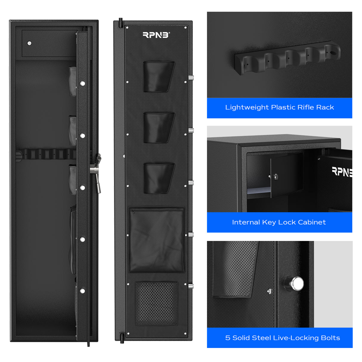 RPNB - RP7FR - Large Biometric Rifle Safe,Electronic Gun Security Cabinet for 7 Rifles