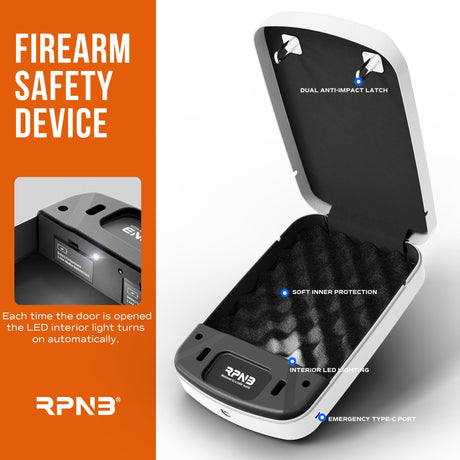 RPNB - RP2008W - Biometric Gun Safe for Handgun-White