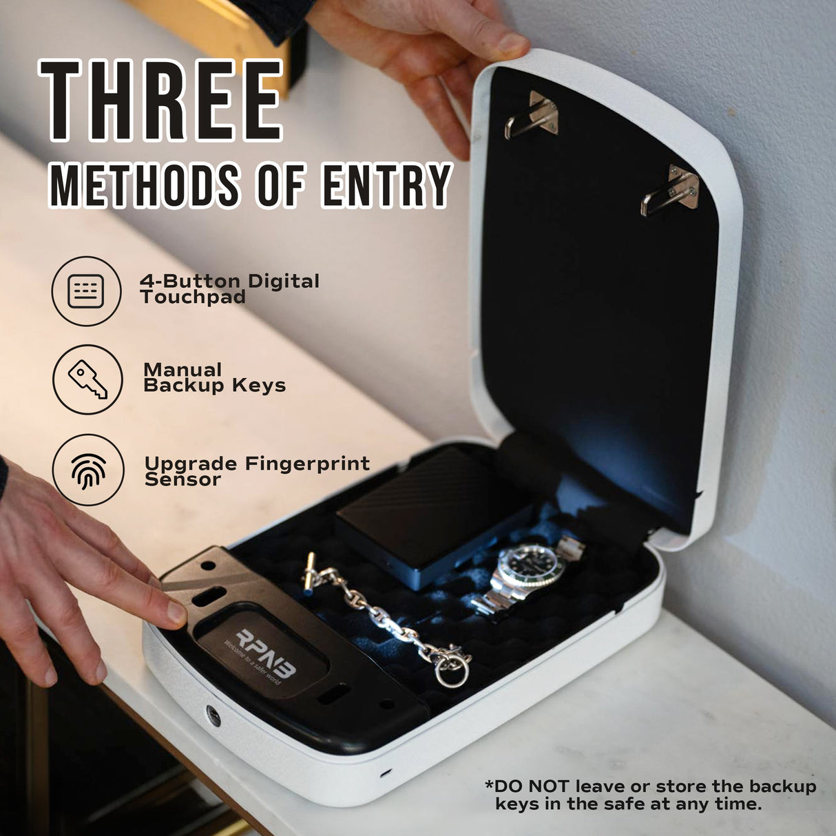 RPNB - RP2008W - Biometric Gun Safe for Handgun-White