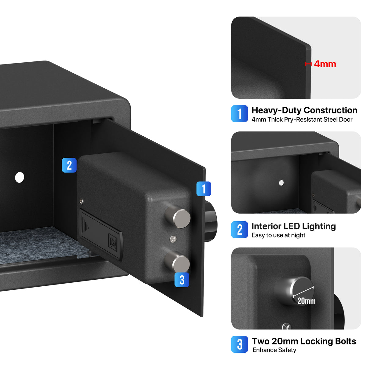 RPNB - RP20FSA -Biometric Home Safe with Fingerprint Digital Lock for Cash & Jewelry, 0.3 cu. ft.
