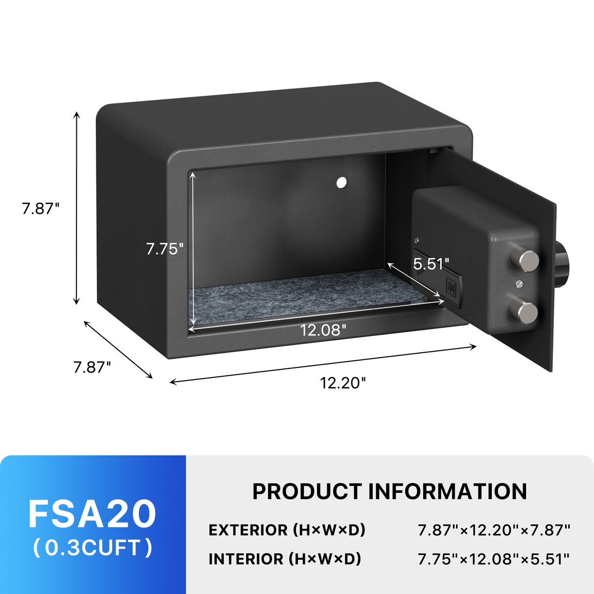 RPNB - RP20FSA -Biometric Home Safe with Fingerprint Digital Lock for Cash & Jewelry, 0.3 cu. ft.