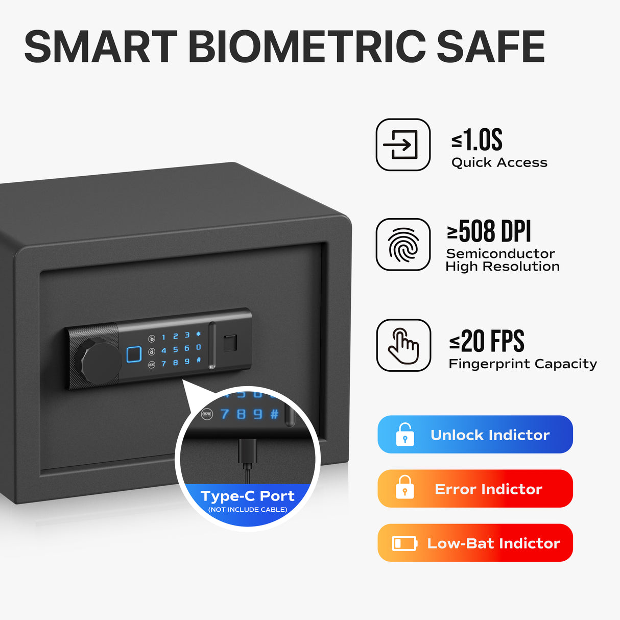 RPNB - RP25FSA - Biometric Home Safe with Fingerprint Digital Lock for Cash & Jewelry, 0.5 Cubic Feet