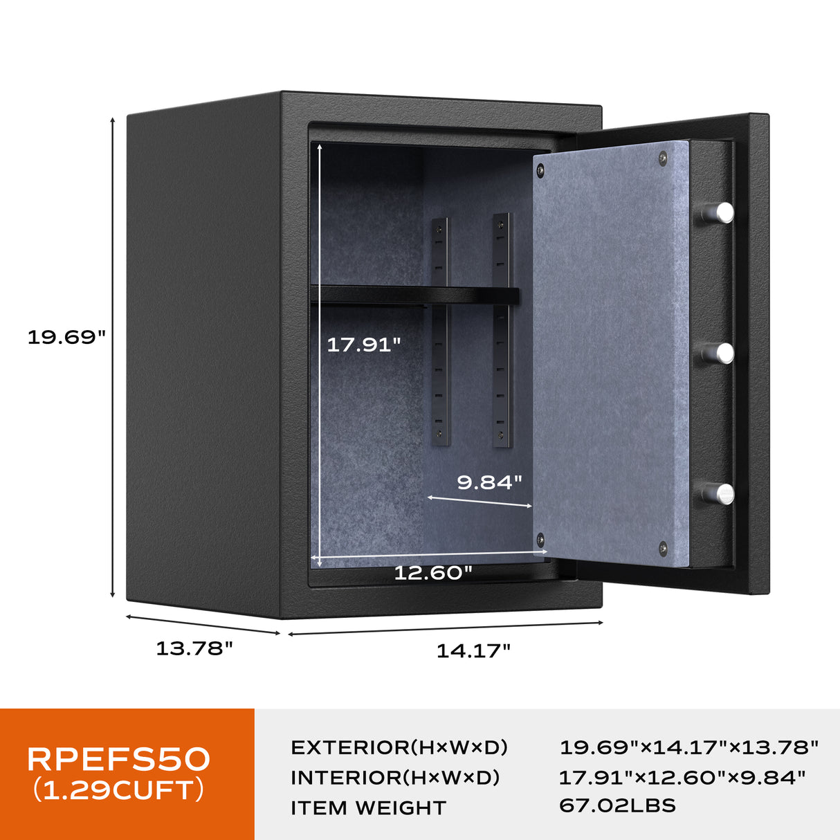 RPNB - RPEFS50 Digital Keypad Fireproof Safe, Deluxe Safe Box, 1.29 cu. ft.