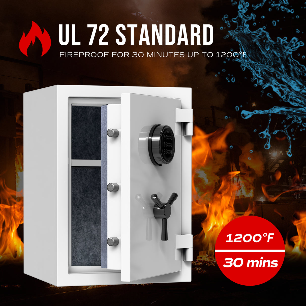 RPNB - RPEFS50W Digital Keypad White Fireproof Safe, Deluxe Safe Box, 1.29 cu. ft.