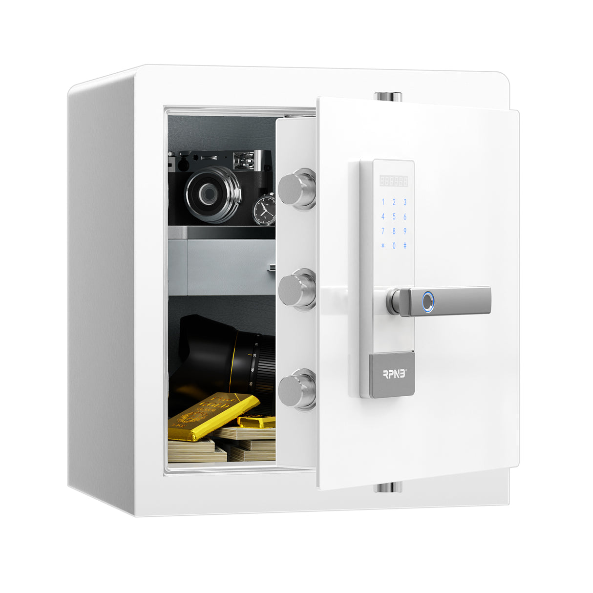 RPNB - RPHS45W - White - Fingerprint Home Safe With LED Light Internal, Luxury Closet Safe, 1.6 Cubic Feet
