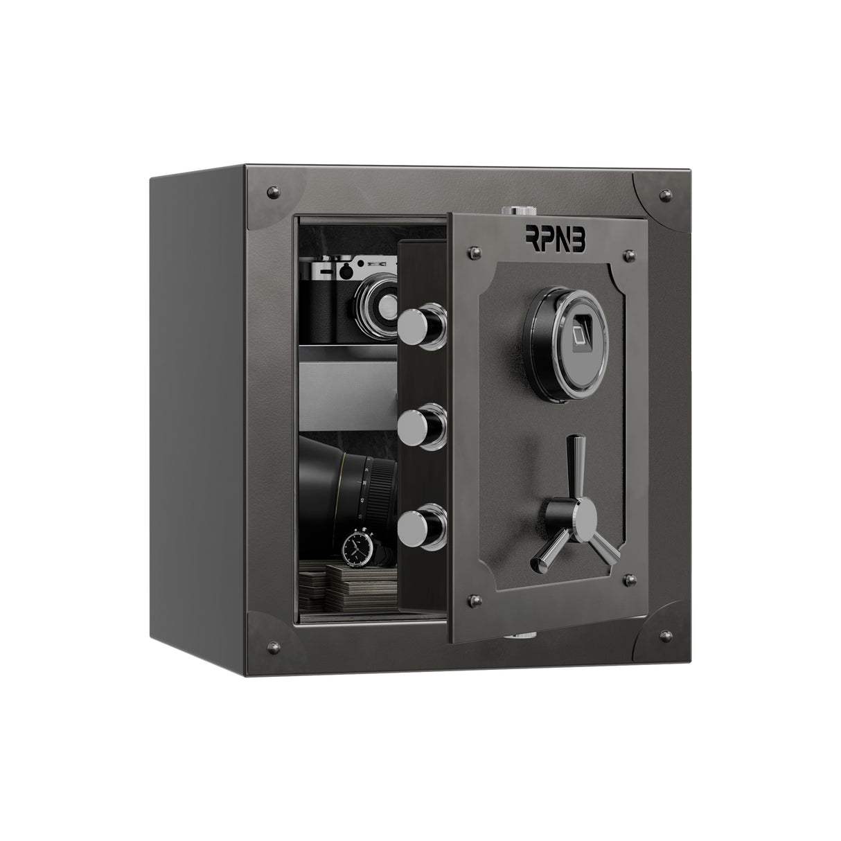 RPNB - RPFV45 - Large Retro Biometric Safe Box with Jewelry Drawer, 1.68 cu.ft.