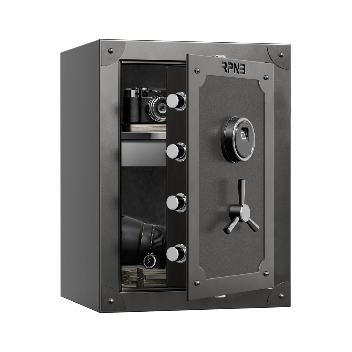 RPNB - RPFV60 - Large Retro Biometric Safe Box with Jewelry Drawer, 2.62 cu. ft.