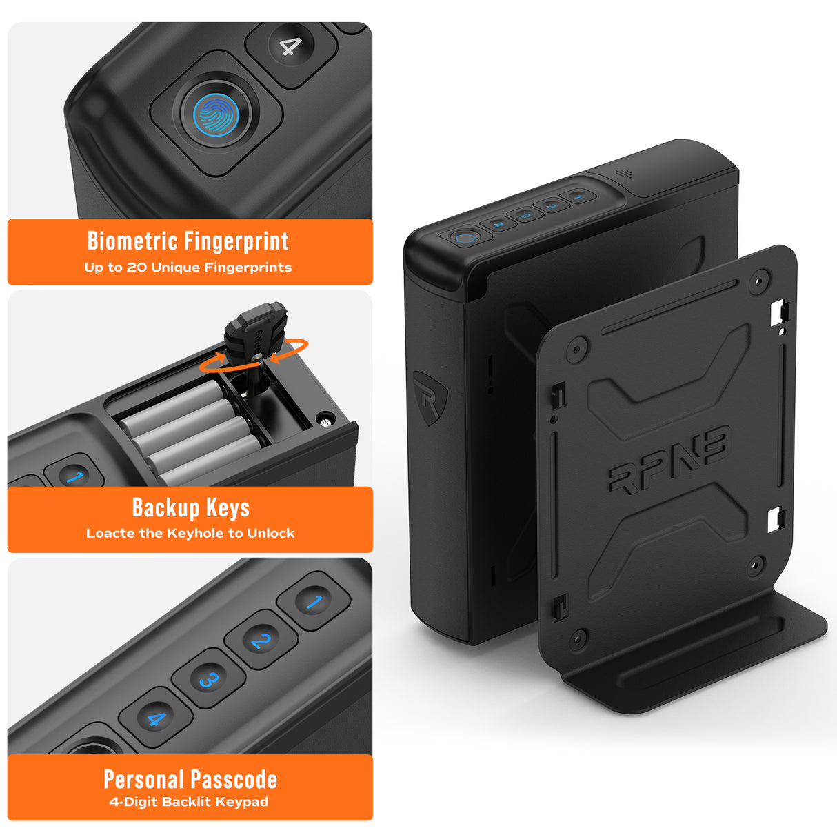RPNB - RP2007 - Biometric Handgun Safe with Quick Access Sliding Door