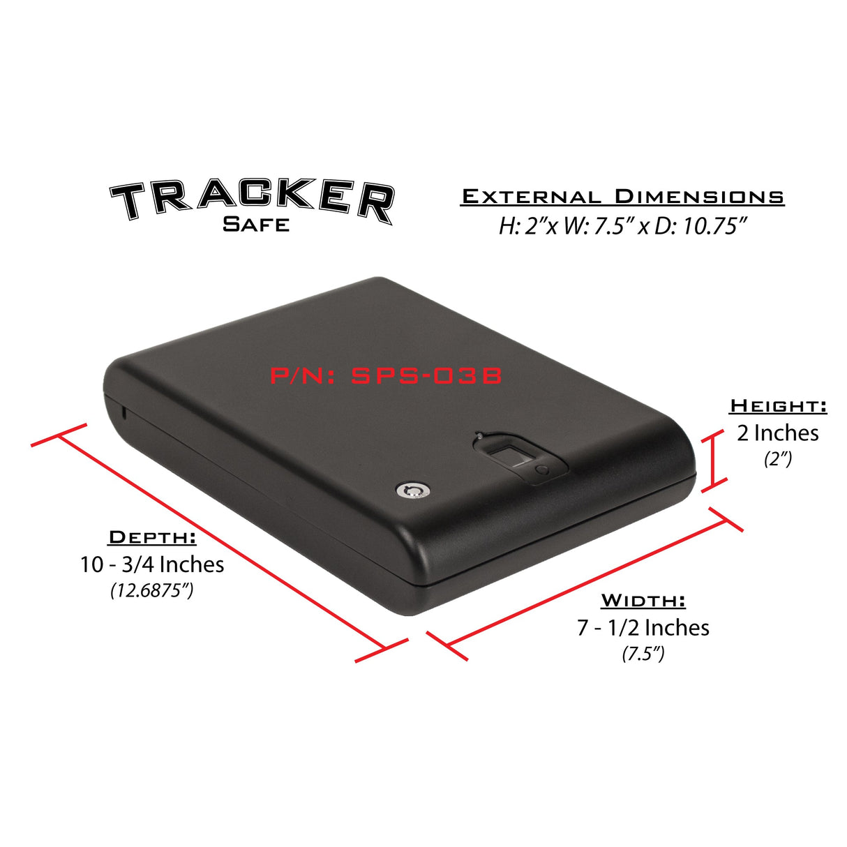 Tracker Safe - SPS-03B - Small Pistol Safe - Biometric Lock - 10.75" Length