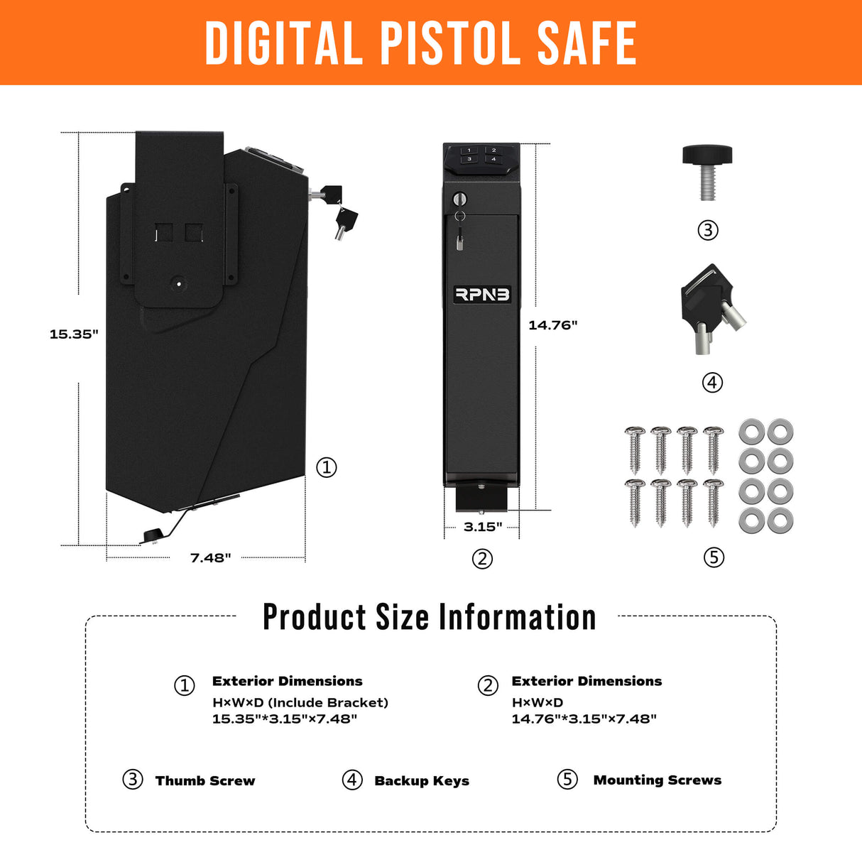 RPNB - RP311E - Quick Access Drop Down Gun Safe with Digit Keypad Lock