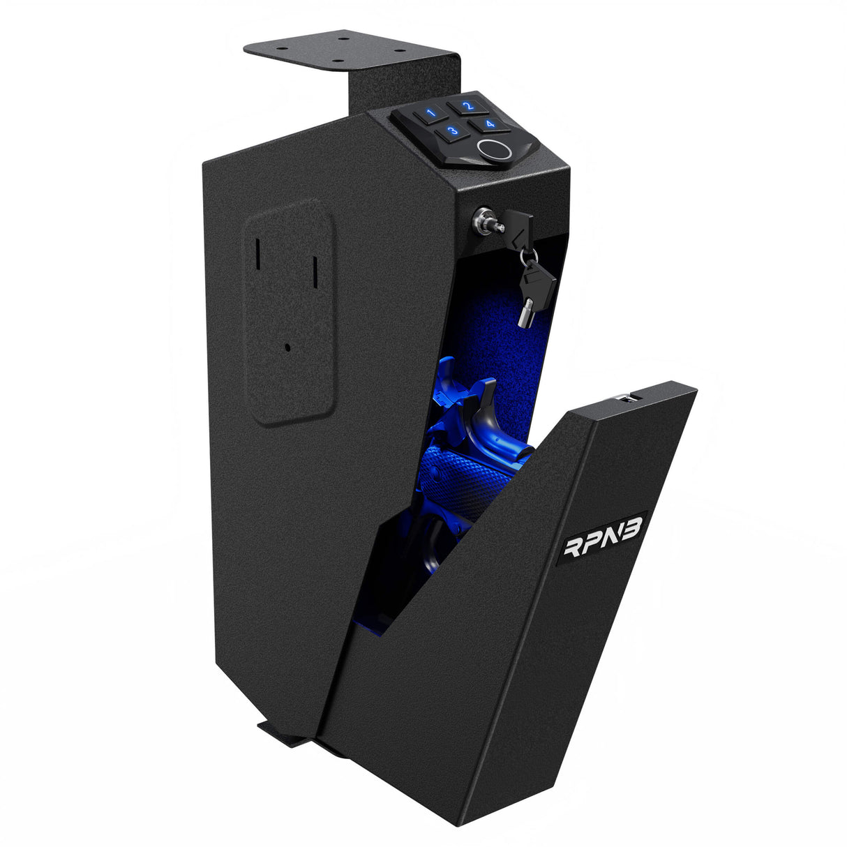 RPNB - RP311F - Fingerprint Handgun Safe With Quick Access Drop Down Lid