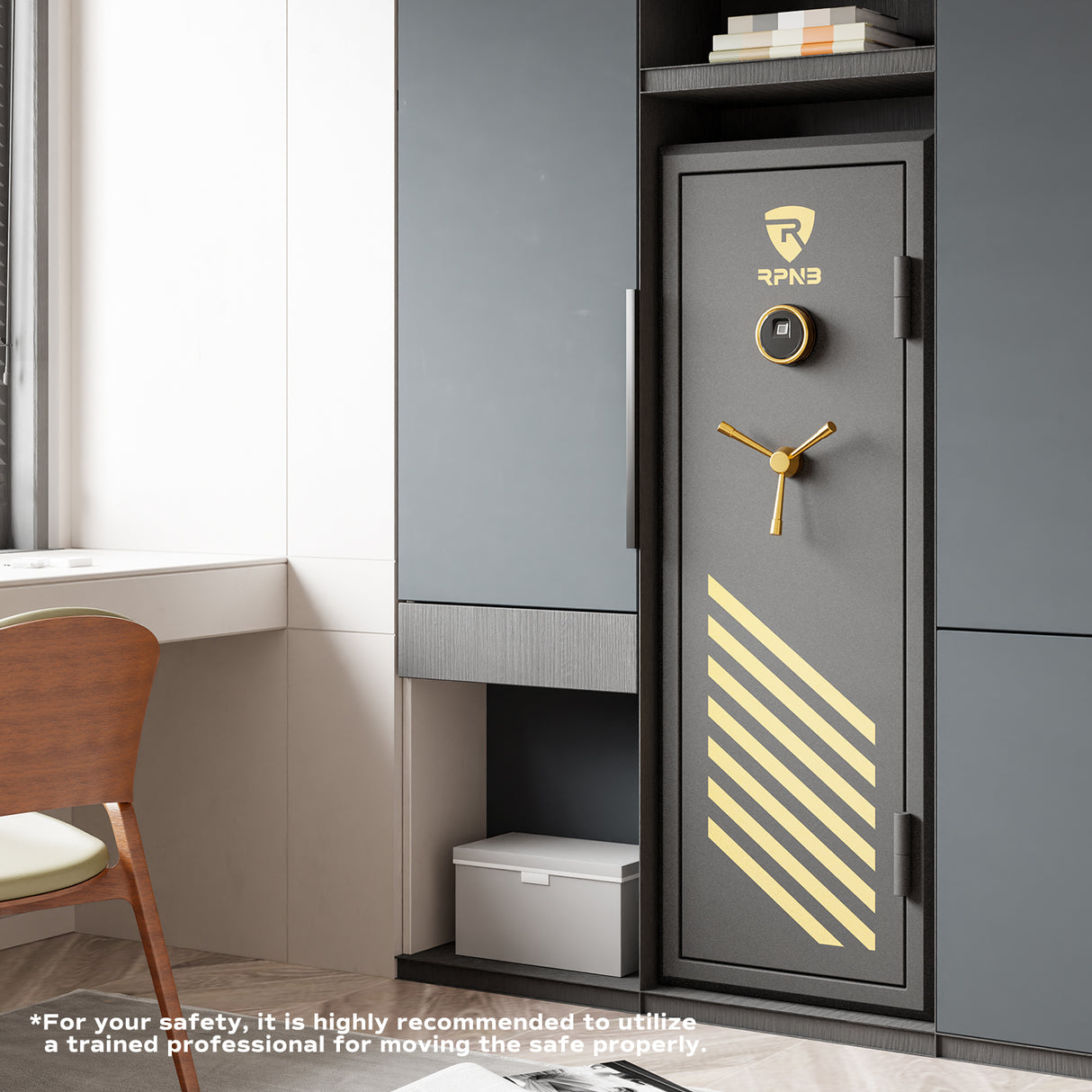 RPNB - RPFS14-B - 14 Gun Large Fireproof Biometric Digital Rifle Safe for Pistols and Rifles, Black