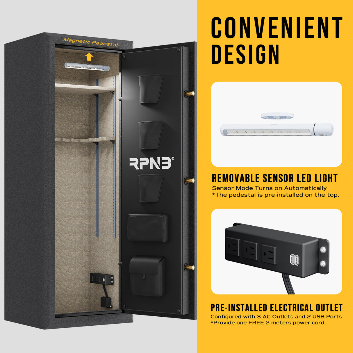 RPNB - RPFS14-B - 14 Gun Large Fireproof Biometric Digital Rifle Safe for Pistols and Rifles, Black