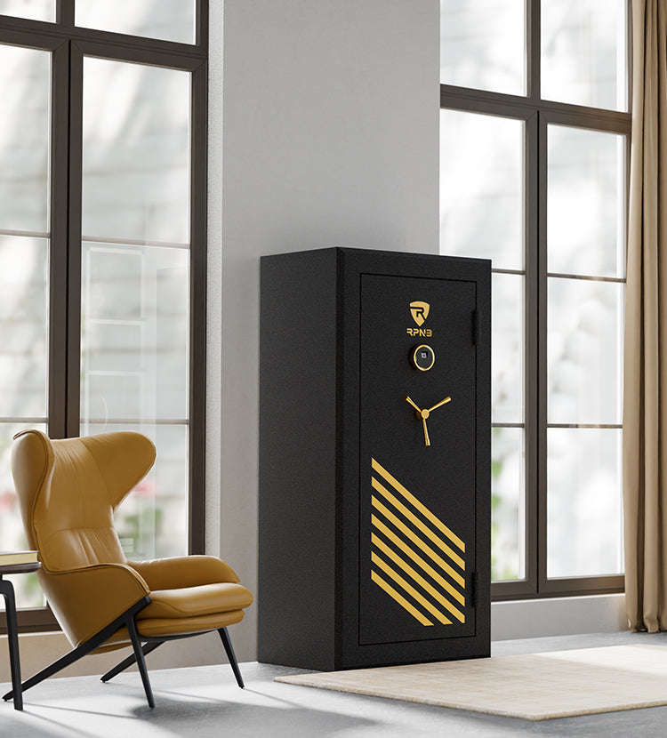RPNB - RPFS30-B - 30 Gun Large Fireproof Biometric Fingerprint Long Gun Safe for Pistols and Rifles, Black