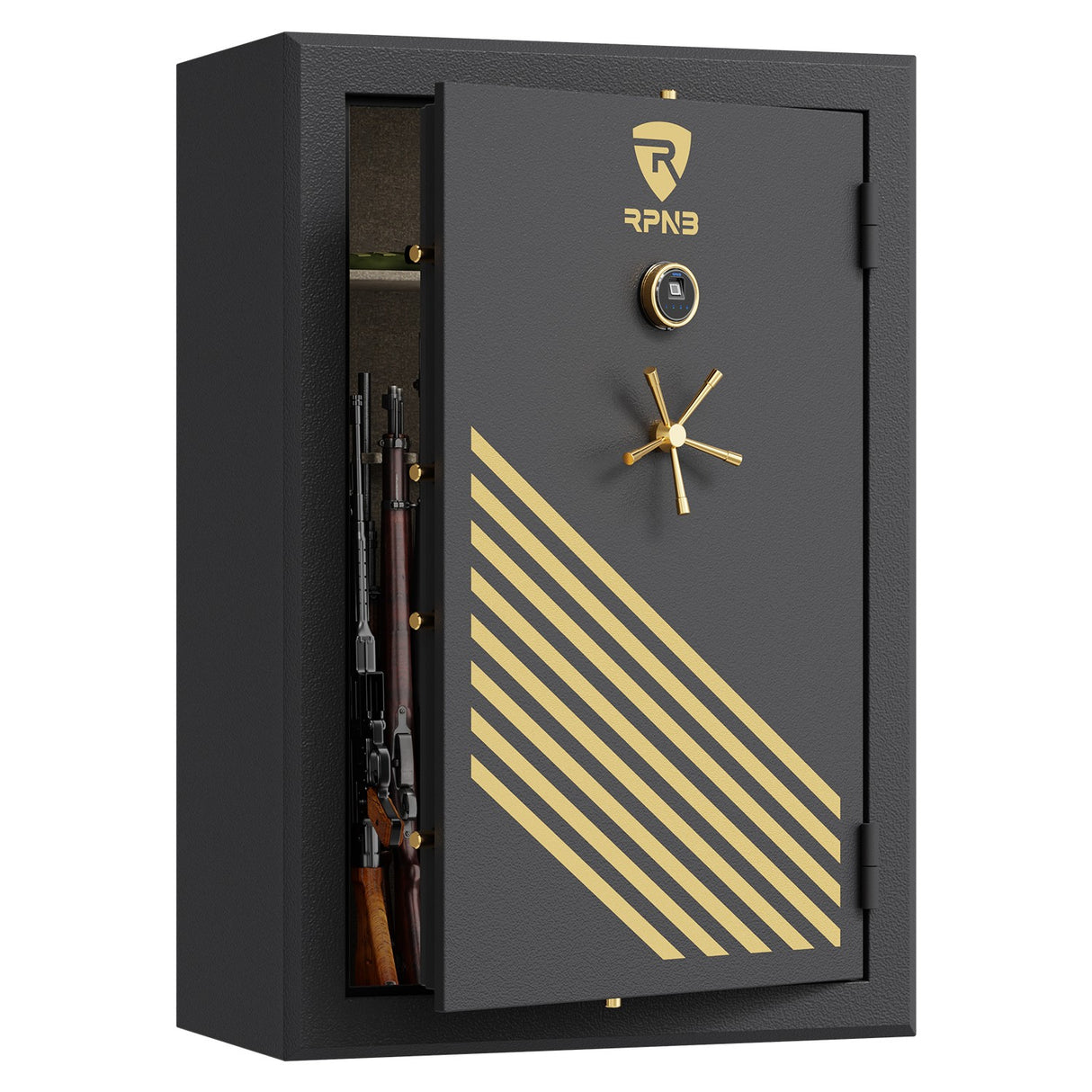 RPNB - RPFS45-B - 45 Gun Large Fireproof Biometric Fingerprint Long Gun Safe for Pistols and Rifles, Black
