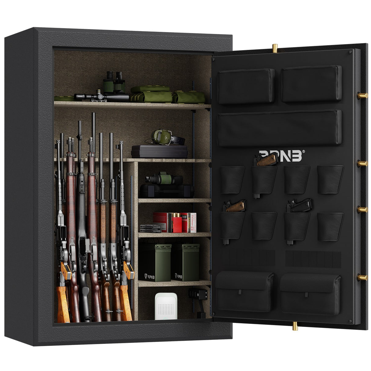 RPNB - RPFS45-B - 45 Gun Large Fireproof Biometric Fingerprint Long Gun Safe for Pistols and Rifles, Black