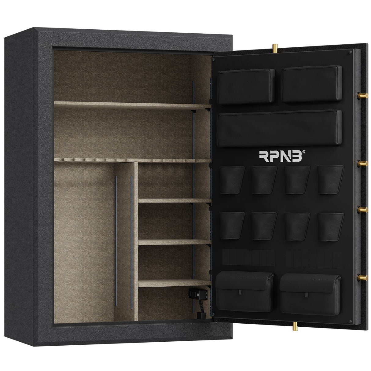 RPNB - RPFS45-B - 45 Gun Large Fireproof Biometric Fingerprint Long Gun Safe for Pistols and Rifles, Black