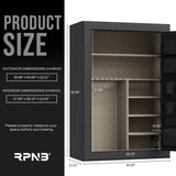 RPNB - RPFS45-B - 45 Gun Large Fireproof Biometric Fingerprint Long Gun Safe for Pistols and Rifles, Black