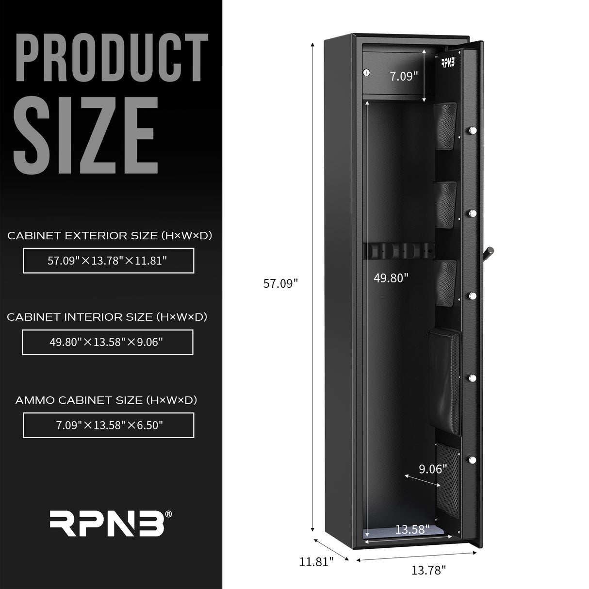 RPNB - RP5FR - Large Biometric Rifle Safe,Electronic Gun Security Cabinet for 5 Rifles