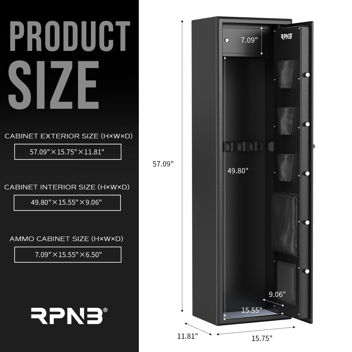 RPNB - RP7FR - Large Biometric Rifle Safe,Electronic Gun Security Cabinet for 7 Rifles