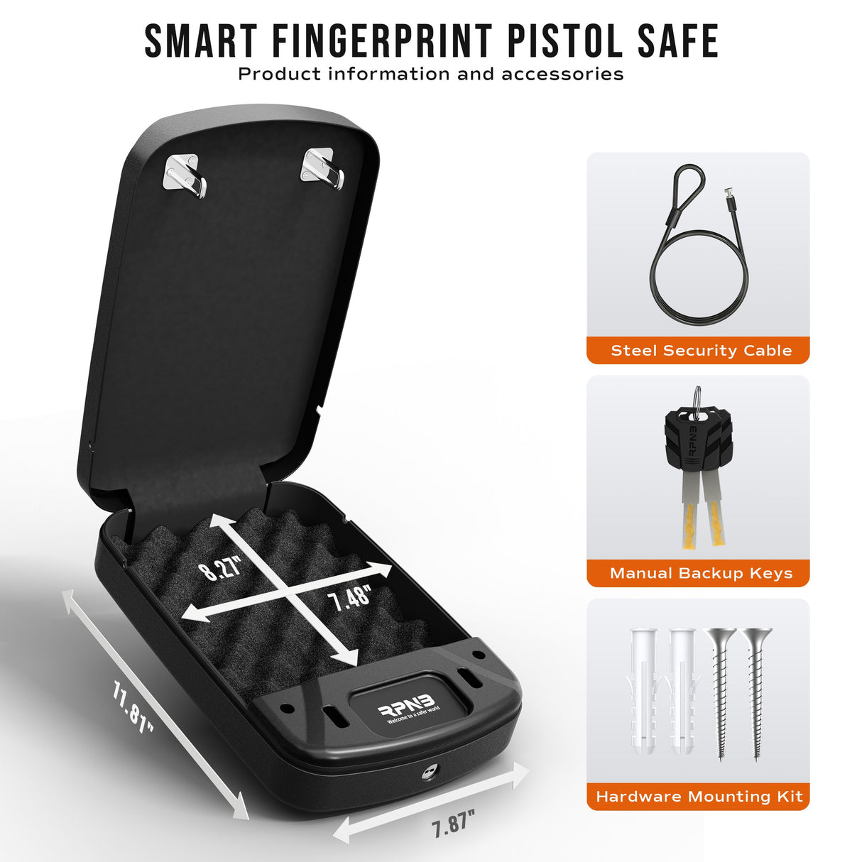 RPNB - RP2008B - Biometric Gun Safe for Handgun-Black