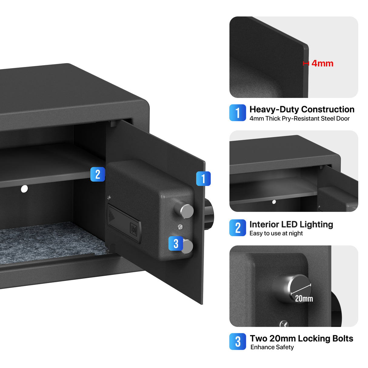 RPNB - RP25FSA - Biometric Home Safe with Fingerprint Digital Lock for Cash & Jewelry, 0.5 Cubic Feet