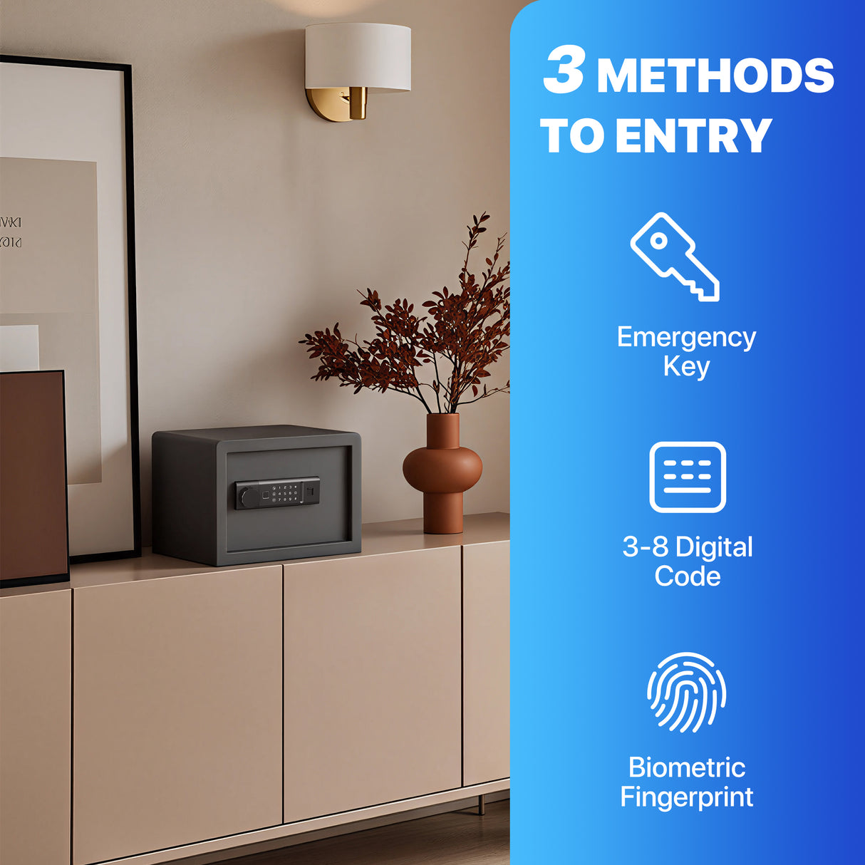 RPNB - RP25FSA - Biometric Home Safe with Fingerprint Digital Lock for Cash & Jewelry, 0.5 Cubic Feet