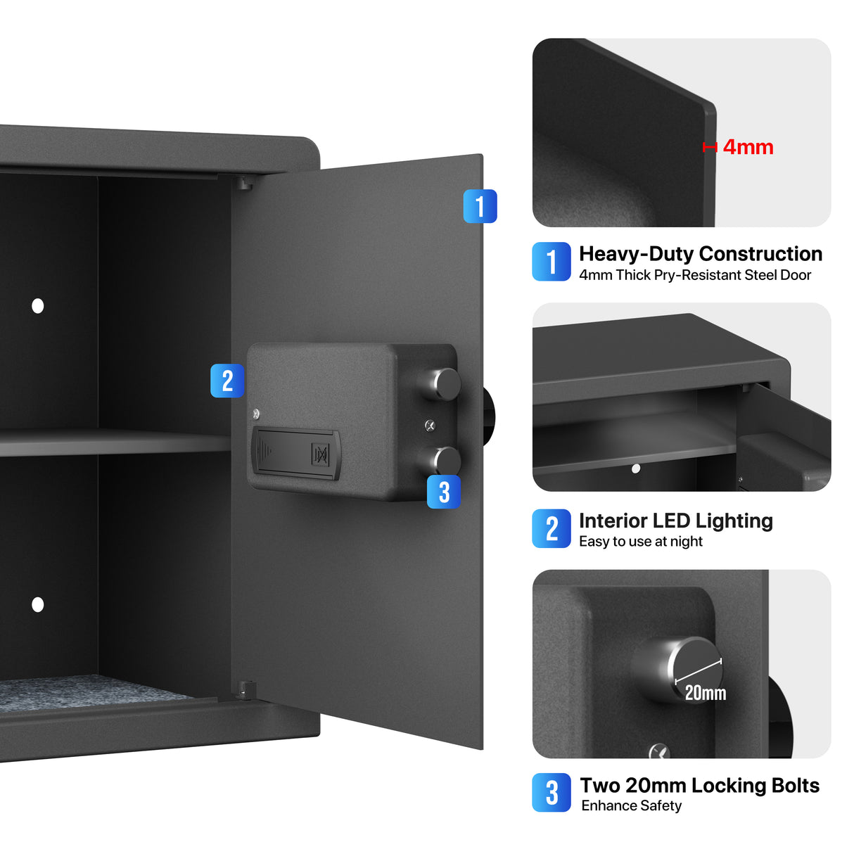 RPNB - RP36FSA - Biometric Home Safe with Fingerprint Digital Lock for Cash & Jewelry, 1.2 cu. ft.