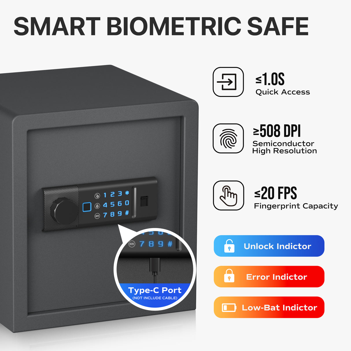 RPNB - RP36FSA - Biometric Home Safe with Fingerprint Digital Lock for Cash & Jewelry, 1.2 cu. ft.
