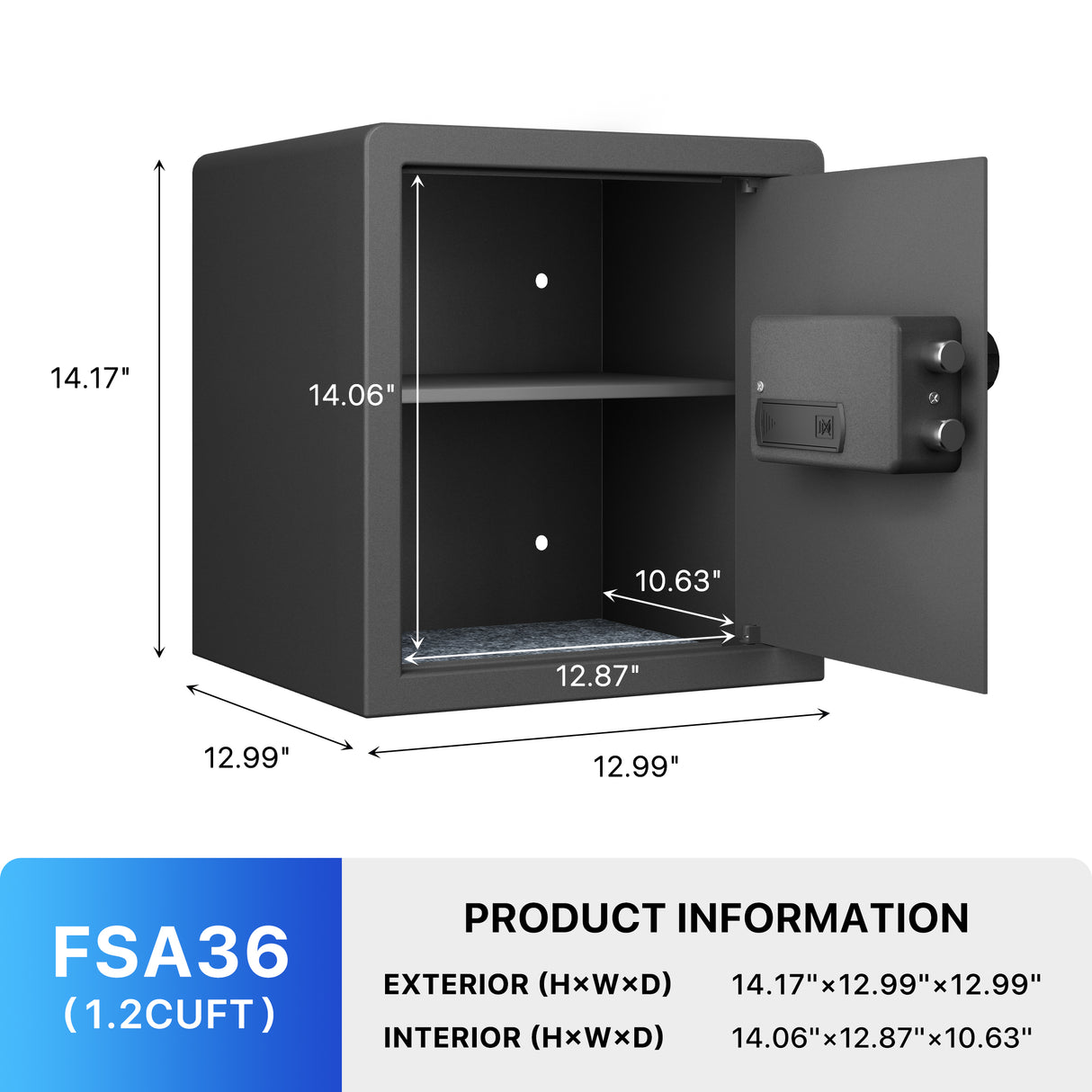 RPNB - RP36FSA - Biometric Home Safe with Fingerprint Digital Lock for Cash & Jewelry, 1.2 cu. ft.