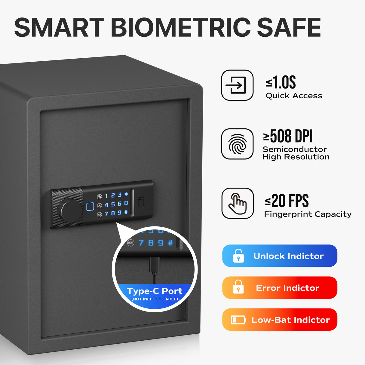 RPNB - RP50FSA - Biometric Home Safe with Fingerprint Digital Lock for Cash & Jewelry, 1.8 cu. ft.