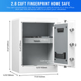RPNB - RPHS60W - White - Fingerprint Home Safe With Touchscreen Keypad, Deluxe Nightstand Safe, 2.8 Cubic Feet