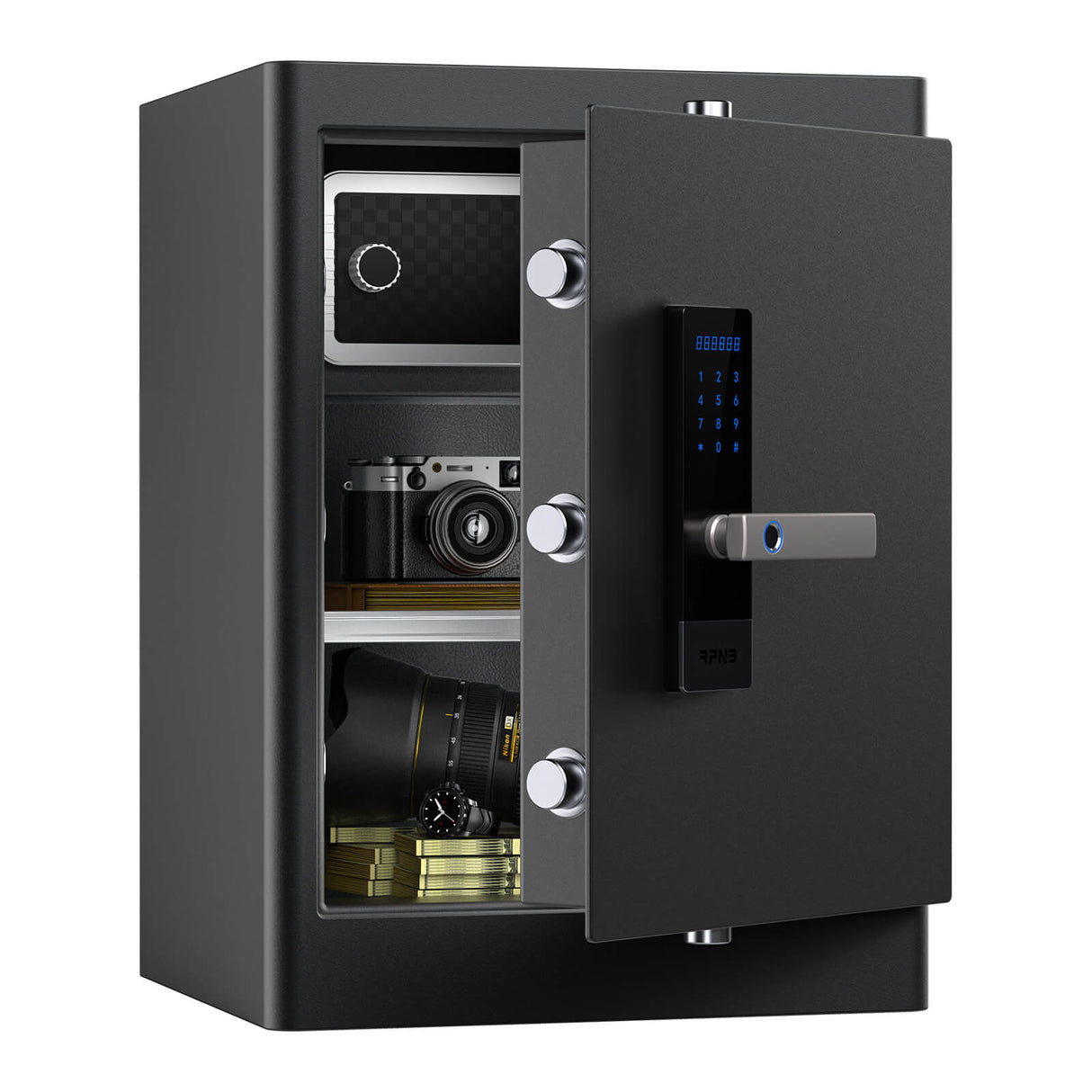 RPNB - RPHS60 - Smart Touch Screen Biometric Fingerprint Security Deluxe Safe Box, 2.8 Cubic Feet