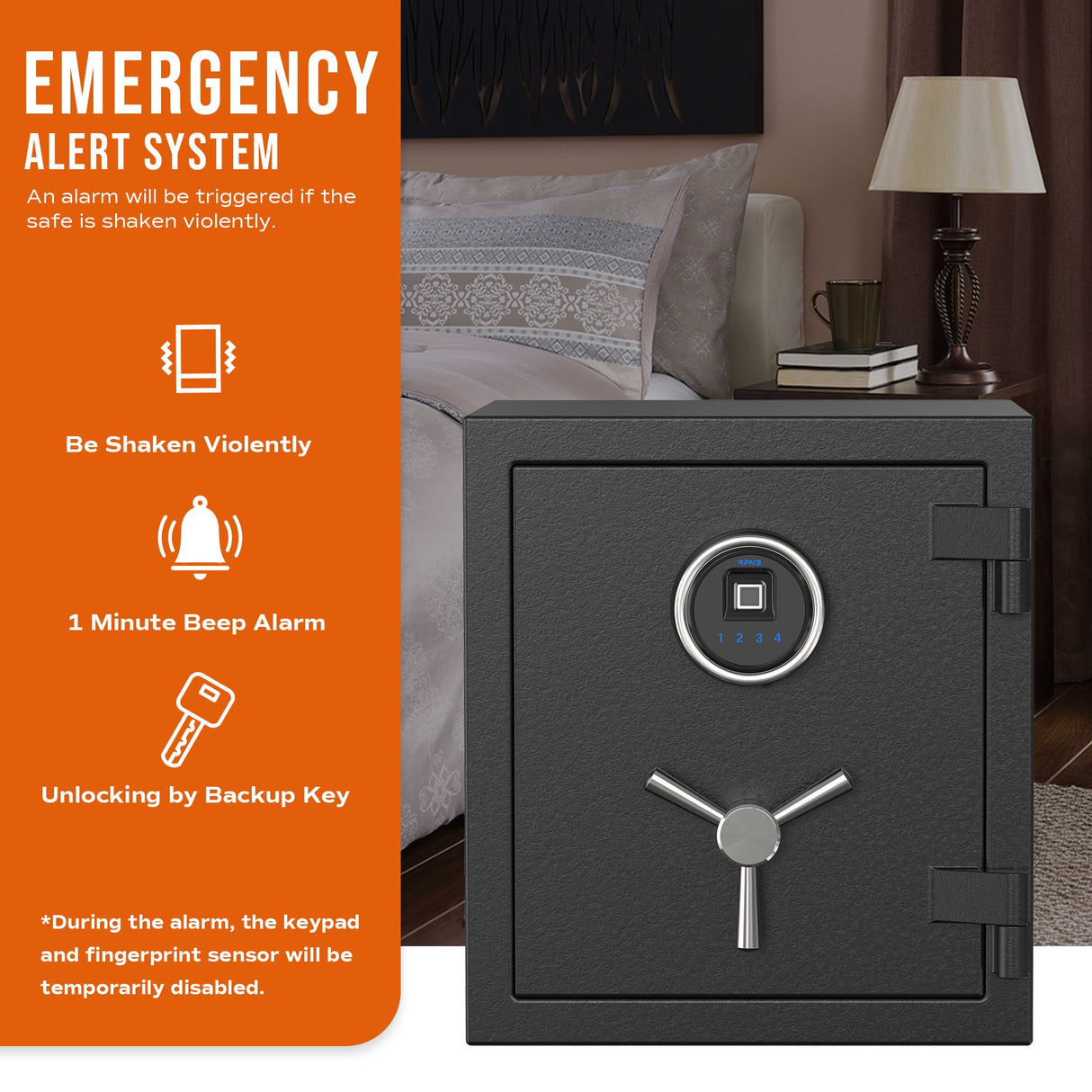 RPNB - RPFS40 - Deluxe Biometric Fireproof Safe with Touch Screen Keypad, 0.84 Cubic Feet