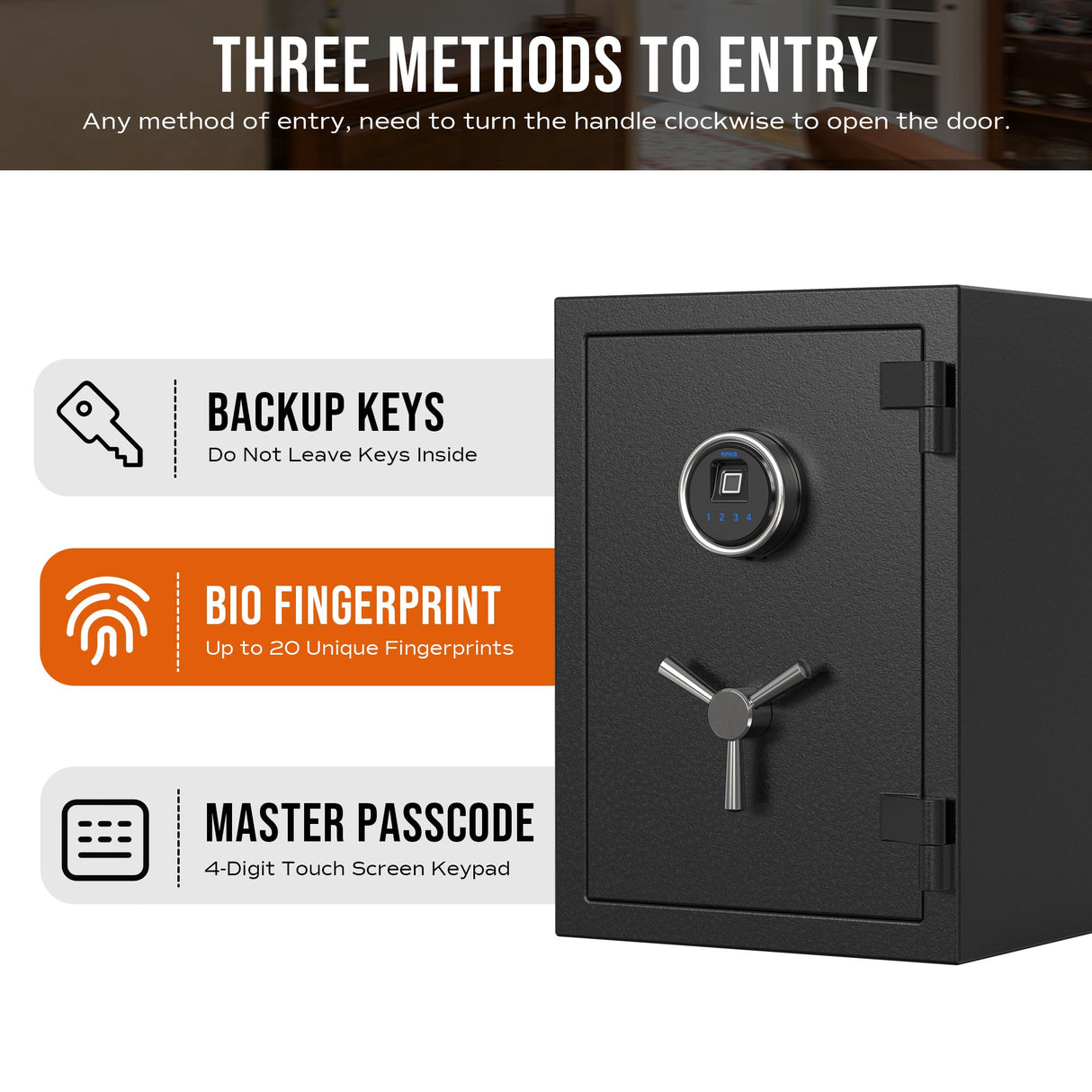 RPNB - RPFS50 - Deluxe Biometric Fireproof Safe with Touch Screen Keypad, 1.29 Cubic Feet