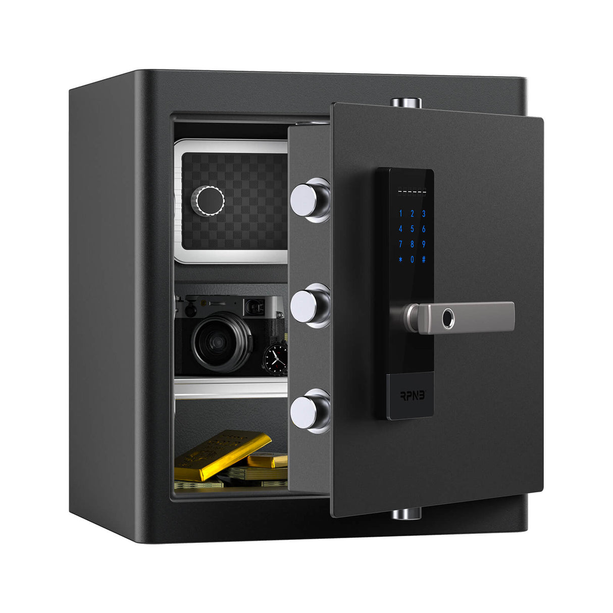 RPNB - RPHS45 - Smart Touch Screen Biometric Fingerprint Security Deluxe Safe Box, 1.6 Cubic Feet