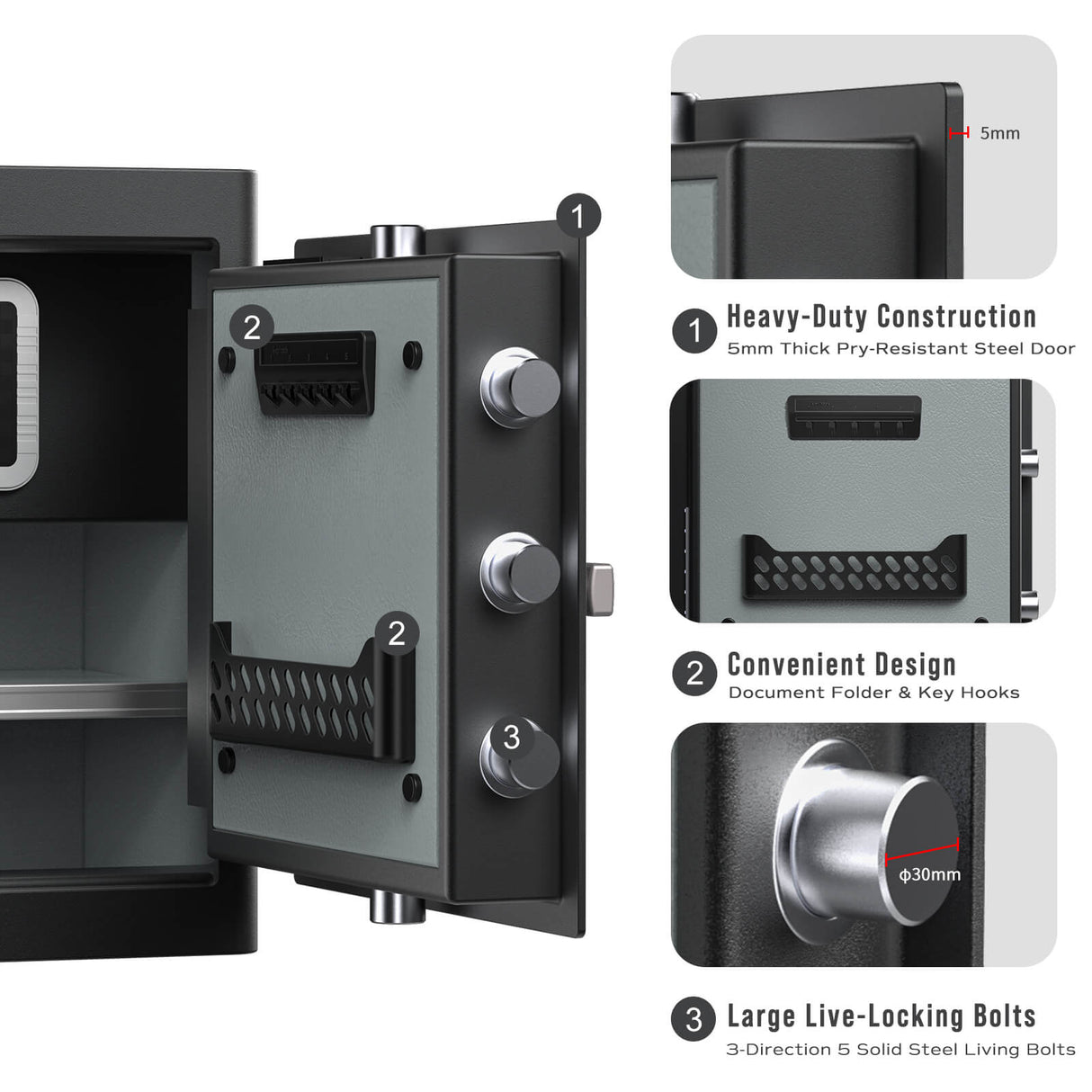 RPNB - RPHS45 - Smart Touch Screen Biometric Fingerprint Security Deluxe Safe Box, 1.6 Cubic Feet