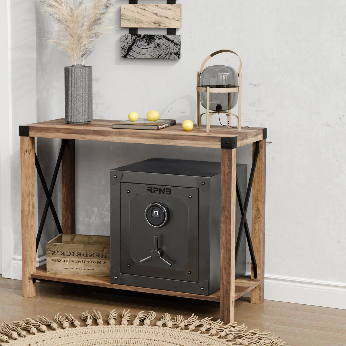 RPNB - RPFV45 - Large Retro Biometric Safe Box with Jewelry Drawer, 1.68 cu.ft.