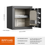 RPNB - RPFV45 - Large Retro Biometric Safe Box with Jewelry Drawer, 1.68 cu.ft.