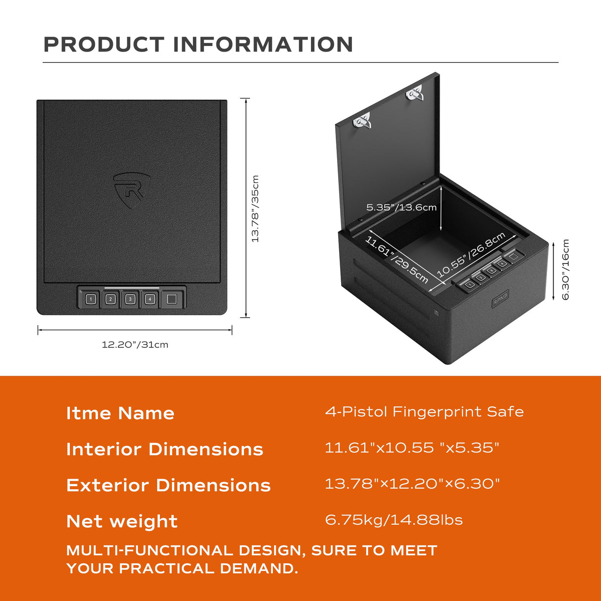 RPNB - RP2016 - Biometric 4 Pistols High-Capacity Gun Safe