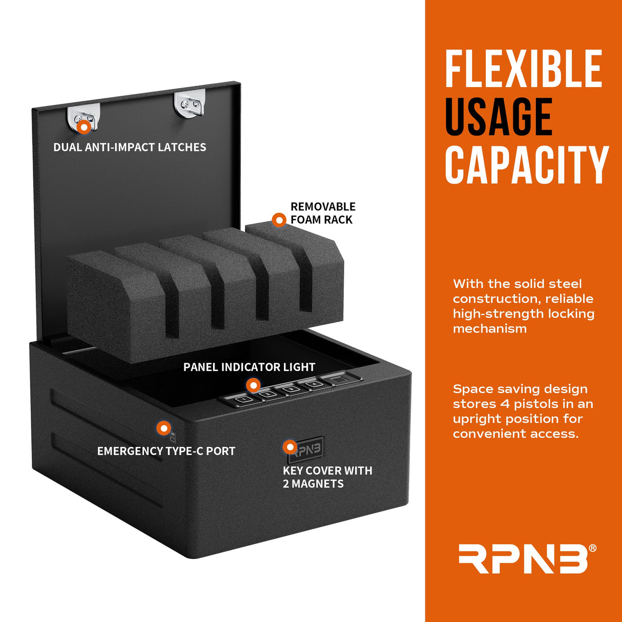 RPNB - RP2016 - Biometric 4 Pistols High-Capacity Gun Safe
