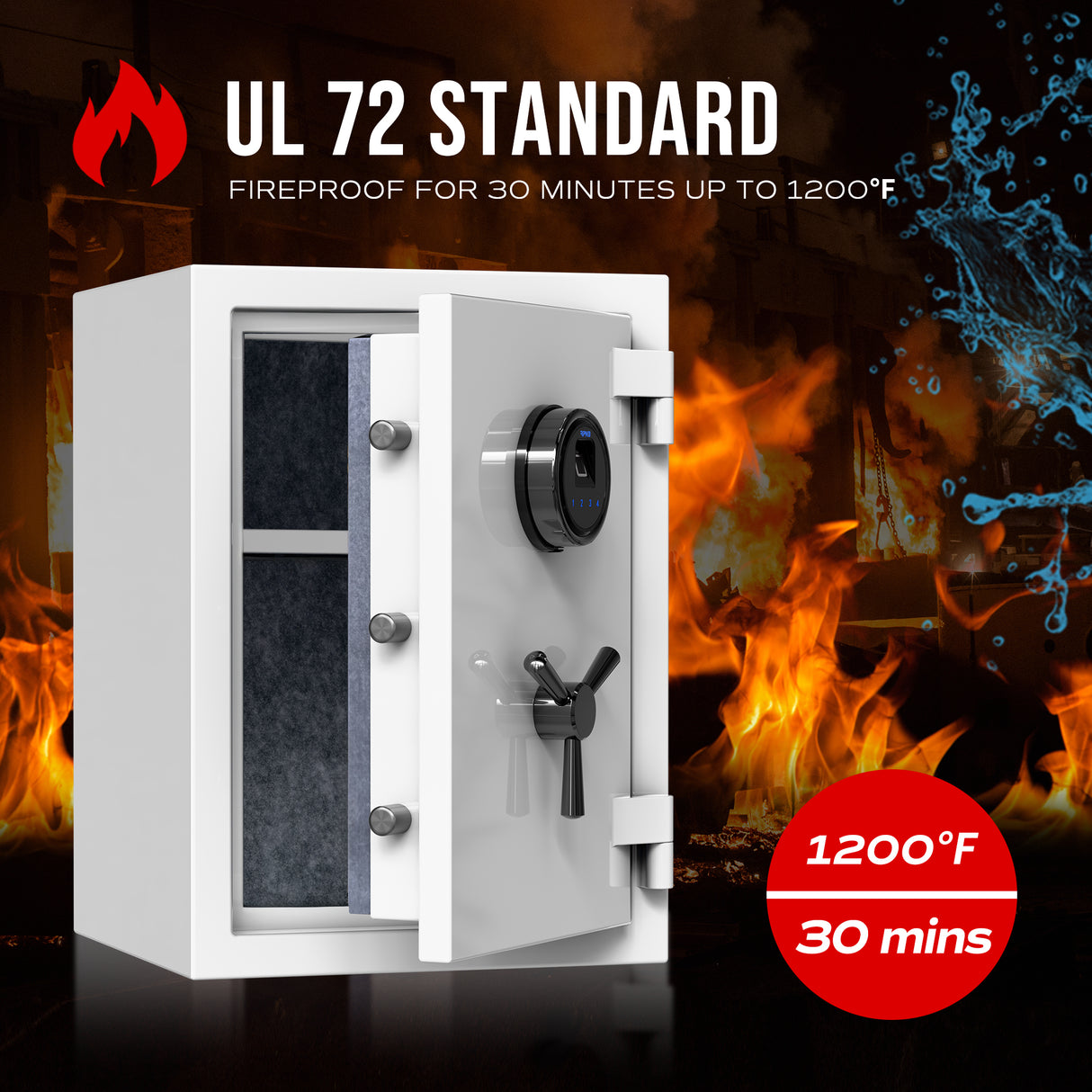 RPNB - RPFS50W - High Capacity White Digital Fireproof Safe with Adjustable Shelf for Money & Jewelry, 1.29 cu. ft.