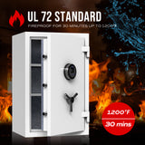 RPNB - RPFS66W - Large White Fireproof Safe with Fingerprint Sensor, Biometric Home Safe, 2.12 cu. ft.