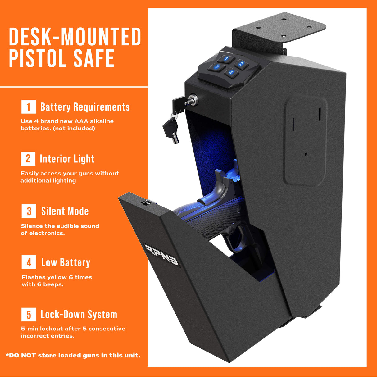 RPNB - RP311E - Quick Access Drop Down Gun Safe with Digit Keypad Lock